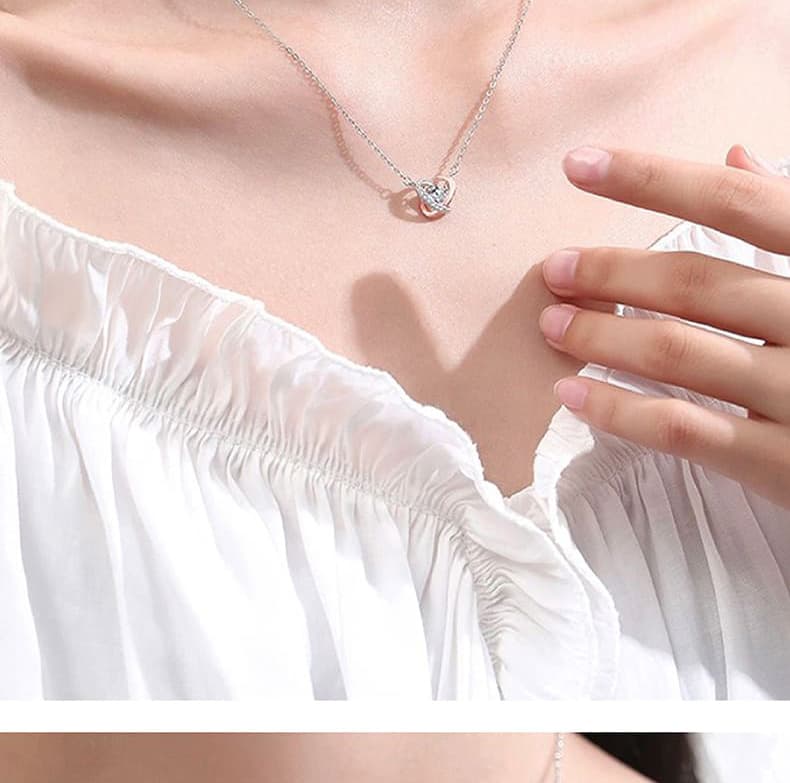 シルバー ネックレス シルバー ネックレス 二色輝きハート交差ペンダント