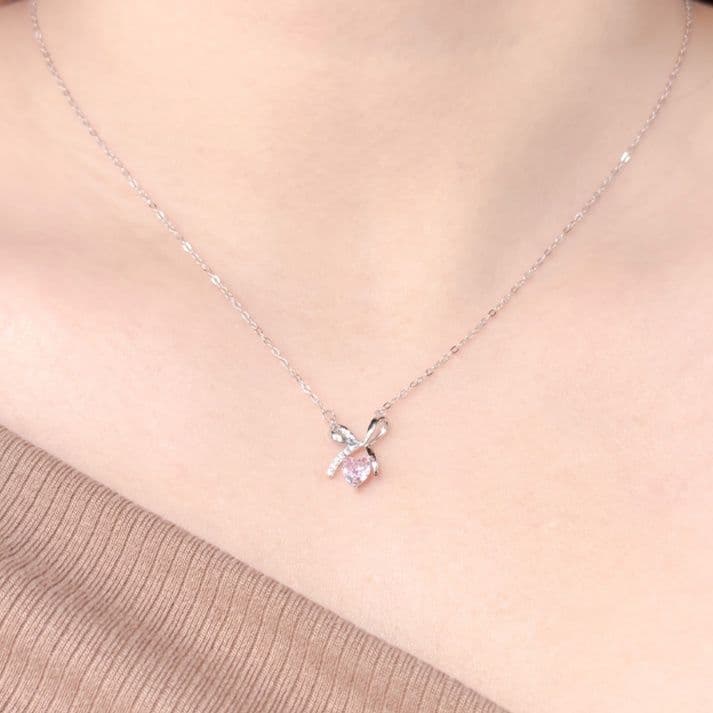 シルバー ネックレス シルバー ネックレス リボンハートの愛しきしずく