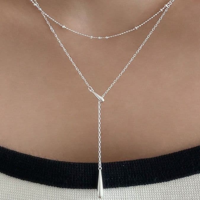 シルバー ネックレス シルバー ネックレス しずく型ラリエットペンダント