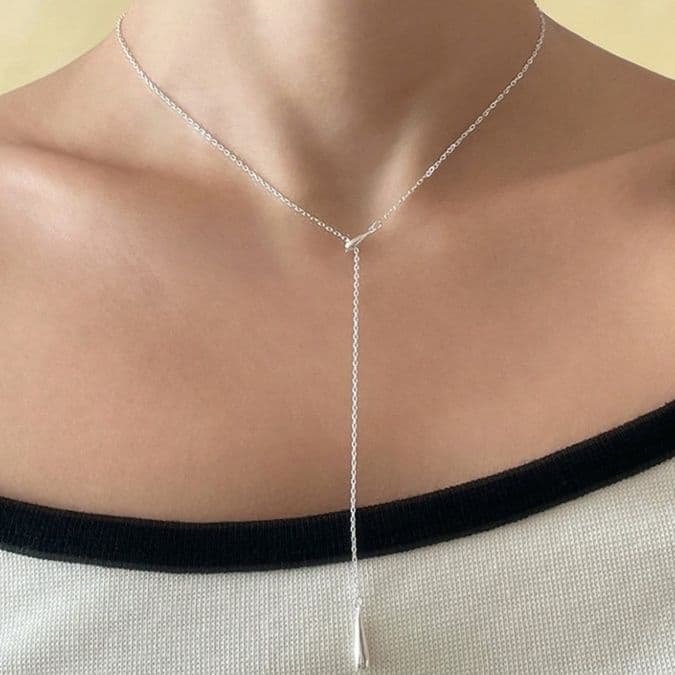 シルバー ネックレス シルバー ネックレス しずく型ラリエットペンダント