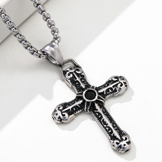 シルバー ネックレス シルバー ネックレス 古典十字架 彫刻ペンダント