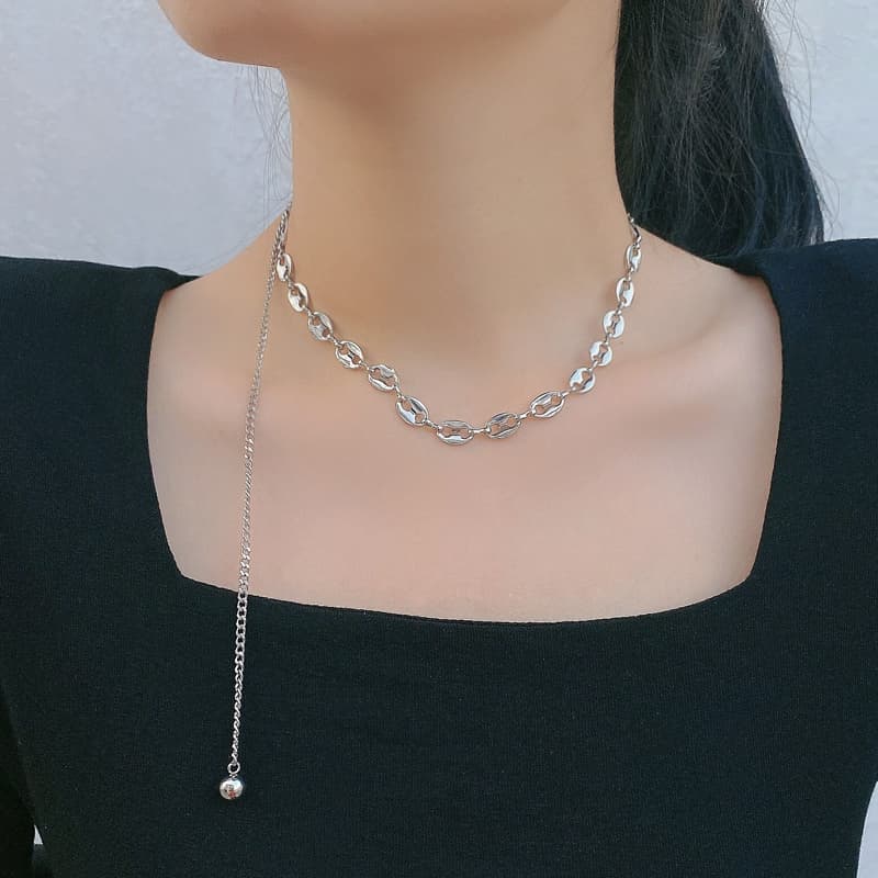 シルバー ネックレス マリンチェーンデザインチョーカー