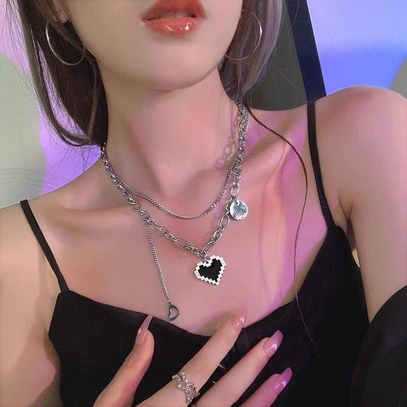 シルバー ネックレス シルバー ネックレス 二連ハートモチーフレイヤード