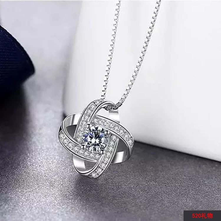 シルバー ネックレス 上品な四葉のクローバー ジルコニアネックレス