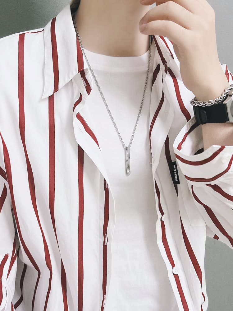シルバー ネックレス シンプル モダン ツイスト バーペンダント