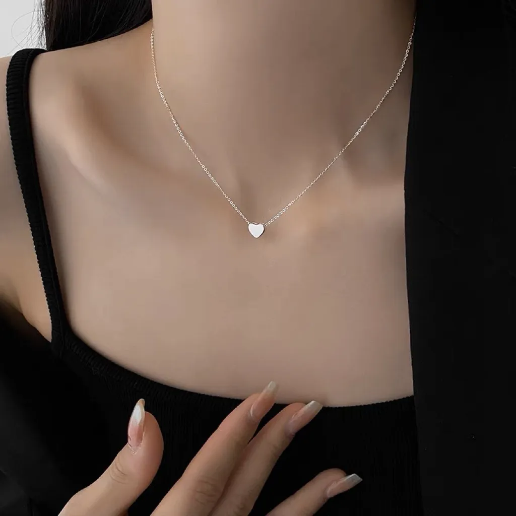 シルバー ネックレス シンプル ハート モチーフ ペンダント