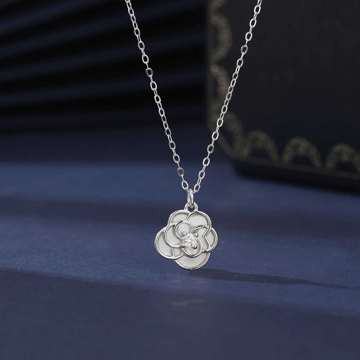 シルバー ネックレス シルバー ネックレス 椿花の輝き ペンダント