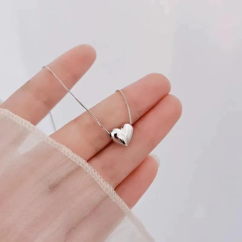 シルバー ネックレス シンプル ハート モチーフ ペンダント