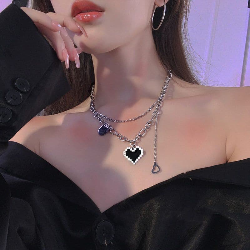 シルバー ネックレス シルバー ネックレス 二連ハートモチーフレイヤード