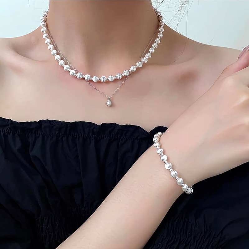 シルバー ネックレス 丸珠連なり ネックレス