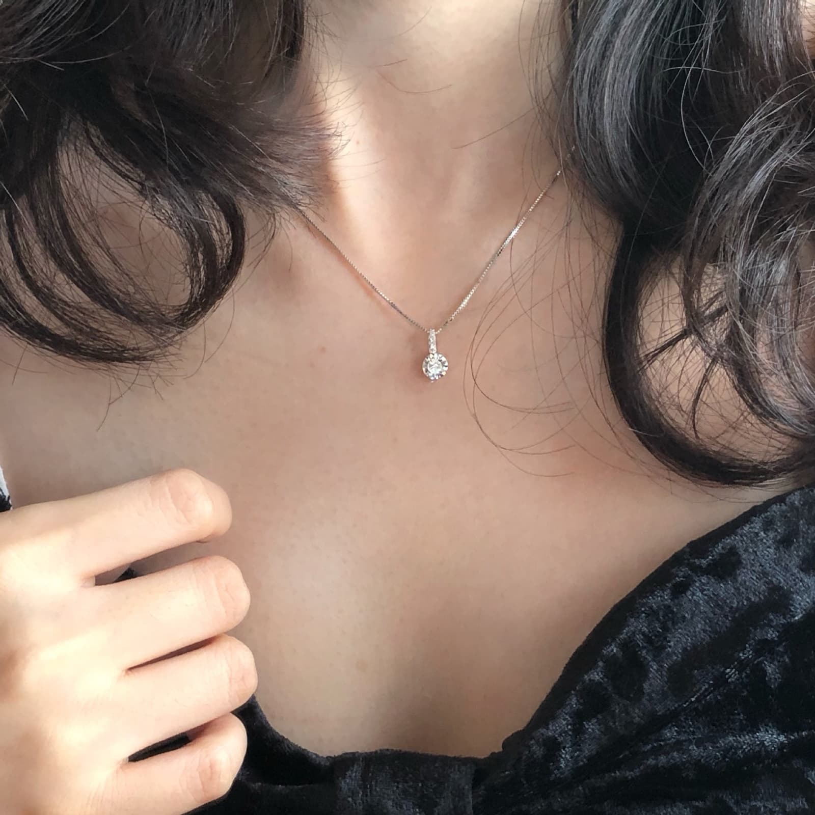 シルバー ネックレス シルバー ネックレス 輝きの一粒 石留めペンダント