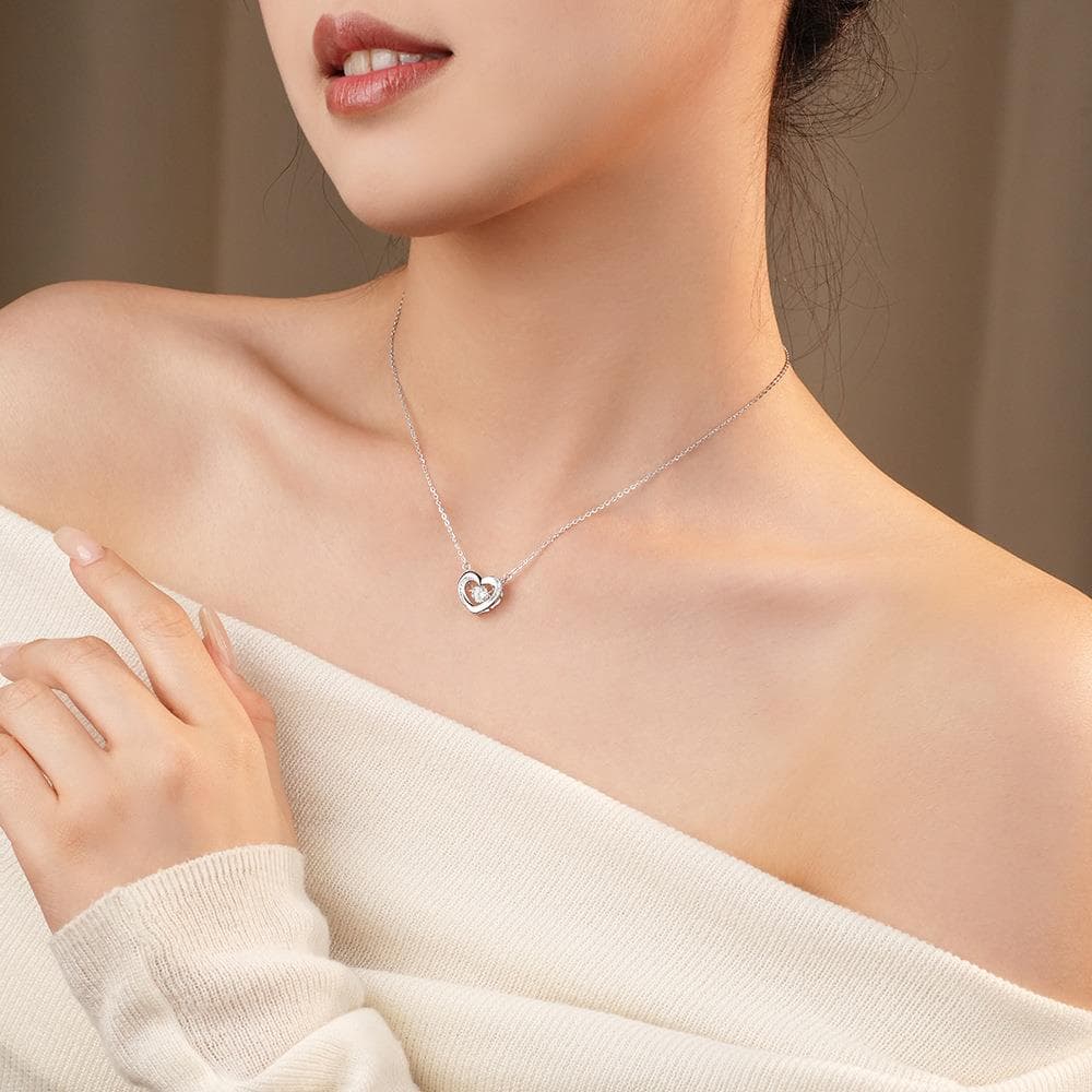 シルバー ネックレス シルバー ネックレス 輝く心モチーフ ダイヤ風ペンダント