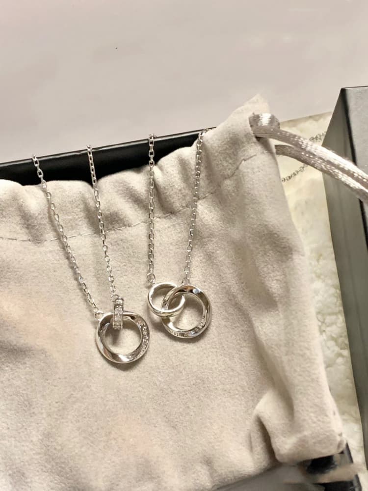 シルバー ネックレス シルバー ネックレス 二重環の輝き ペンダント  ペア
