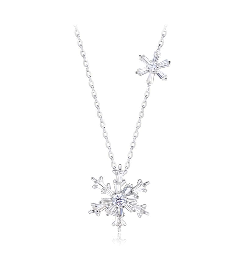 シルバー ネックレス 雪の結晶モチーフ 二連チャームネックレス
