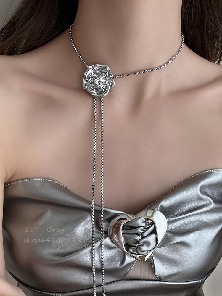 シルバー ネックレス シルバー ネックレス 薔薇の雫 ドレスライン