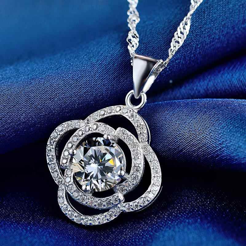 シルバー ネックレス シルバー ネックレス 花咲く宝石 薔薇モチーフペンダント