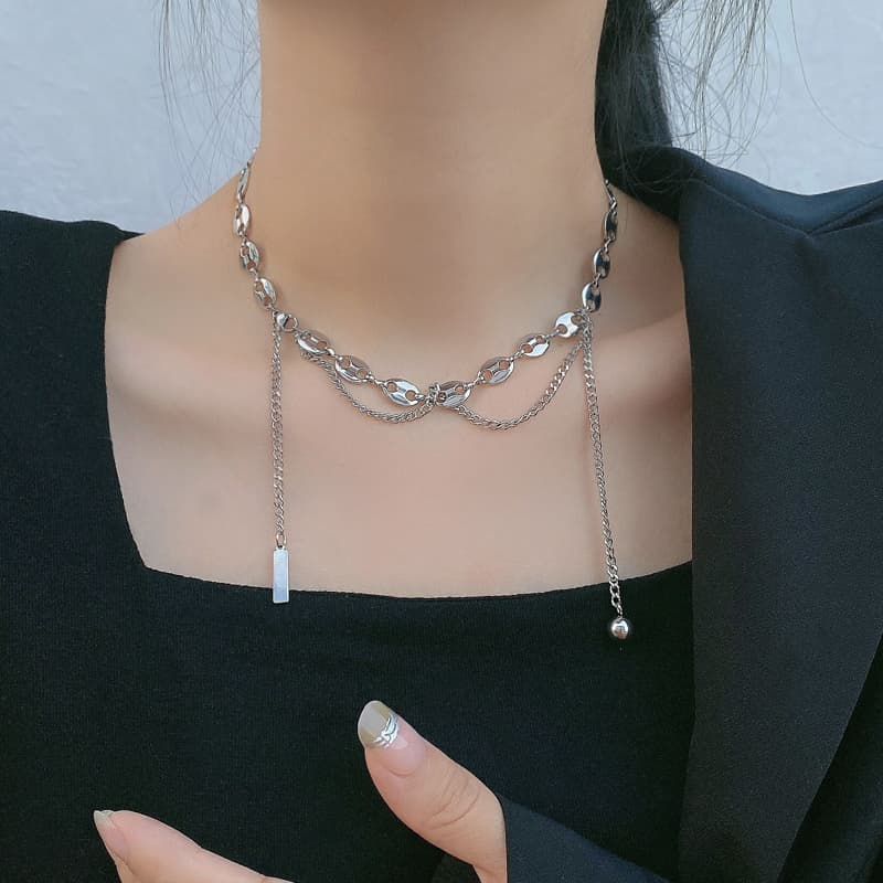 シルバー ネックレス マリンチェーンデザインチョーカー