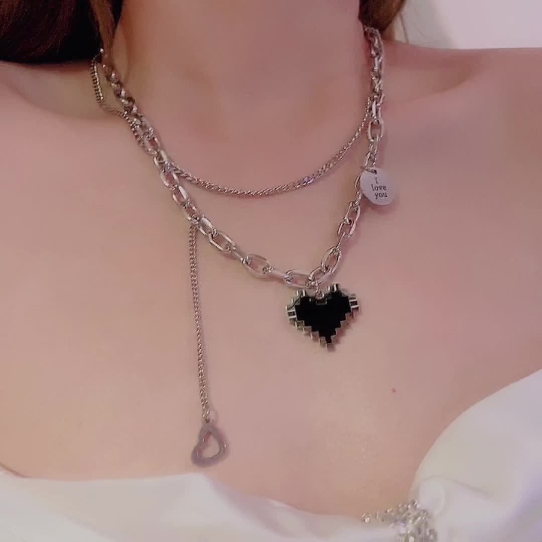 シルバー ネックレス シルバー ネックレス 二連ハートモチーフレイヤード