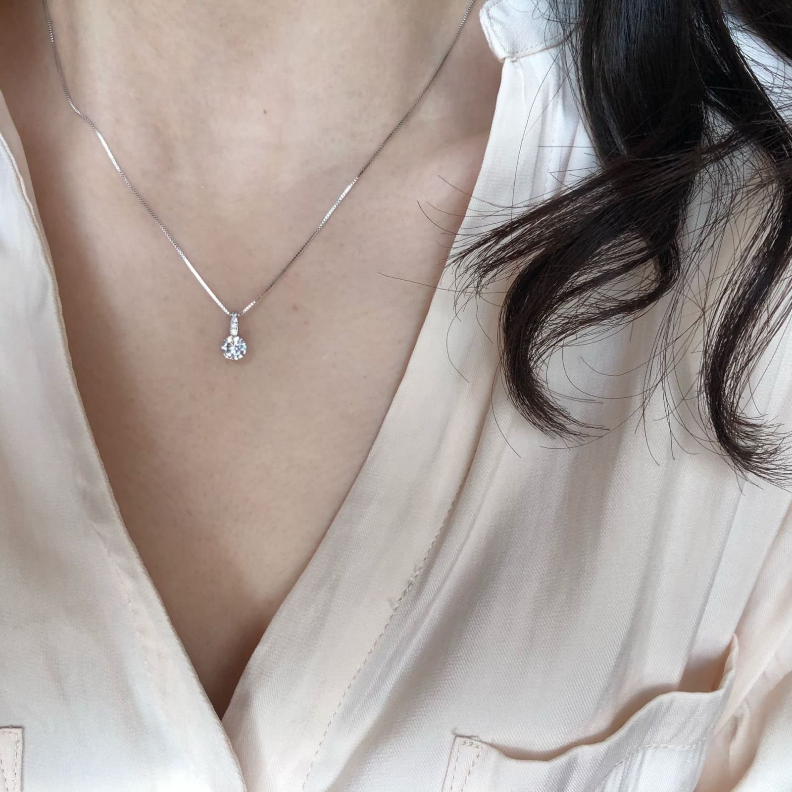 シルバー ネックレス シルバー ネックレス 輝きの一粒 石留めペンダント