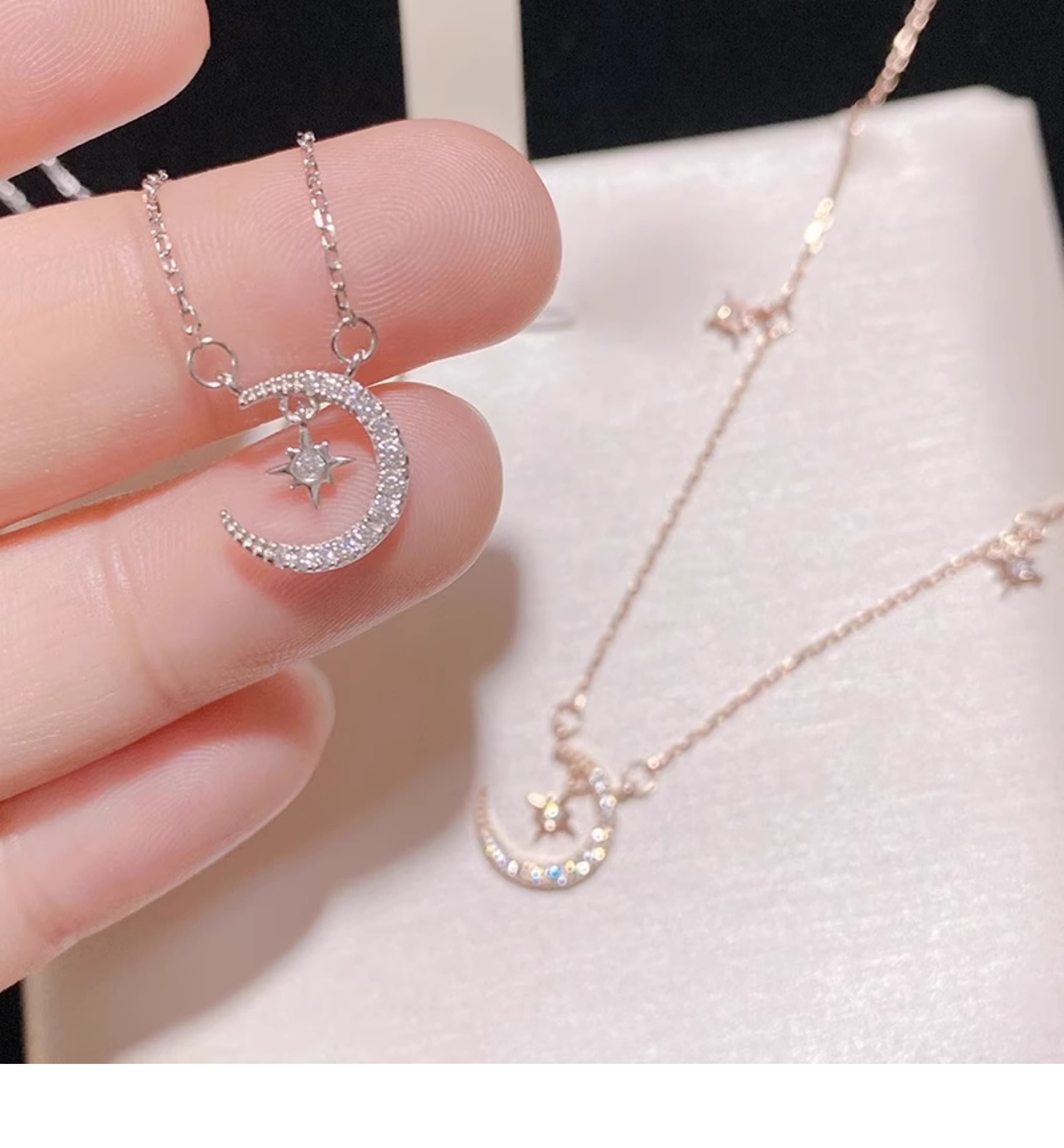 シルバー ネックレス シルバー ネックレス 夜空の物語 月と星のペンダント