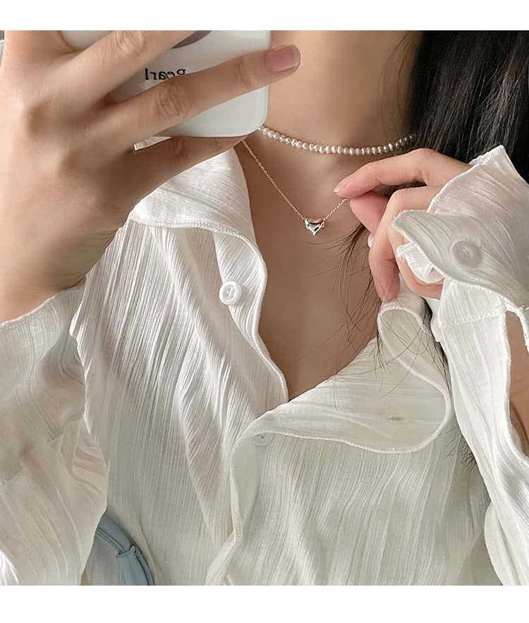 シルバー ネックレス ミニマルハートチャーム