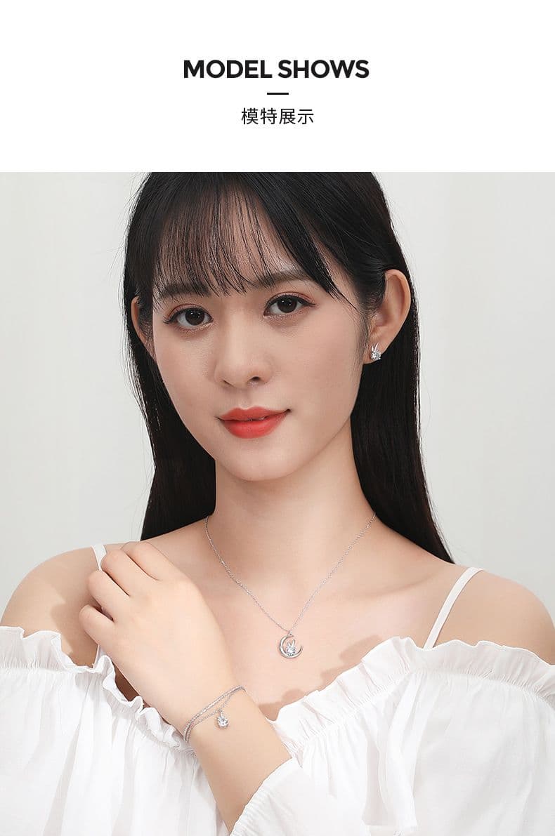 シルバー ネックレス シルバー ネックレス 月のうさぎ 輝石ペンダント