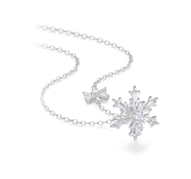 シルバー ネックレス 雪の結晶モチーフ 二連チャームネックレス