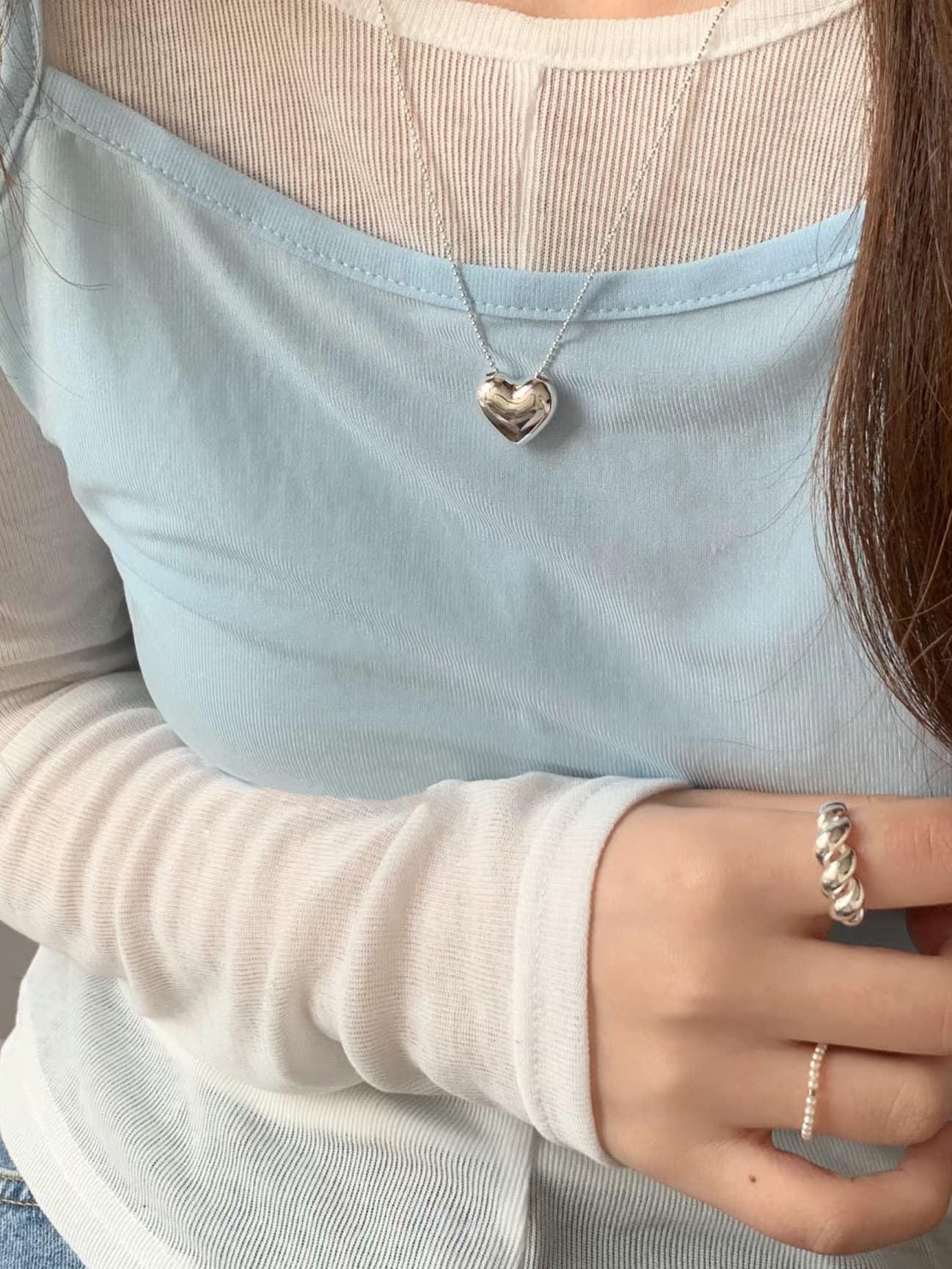 シルバー ネックレス シルバー ネックレス 優美な立体ハートのトップ